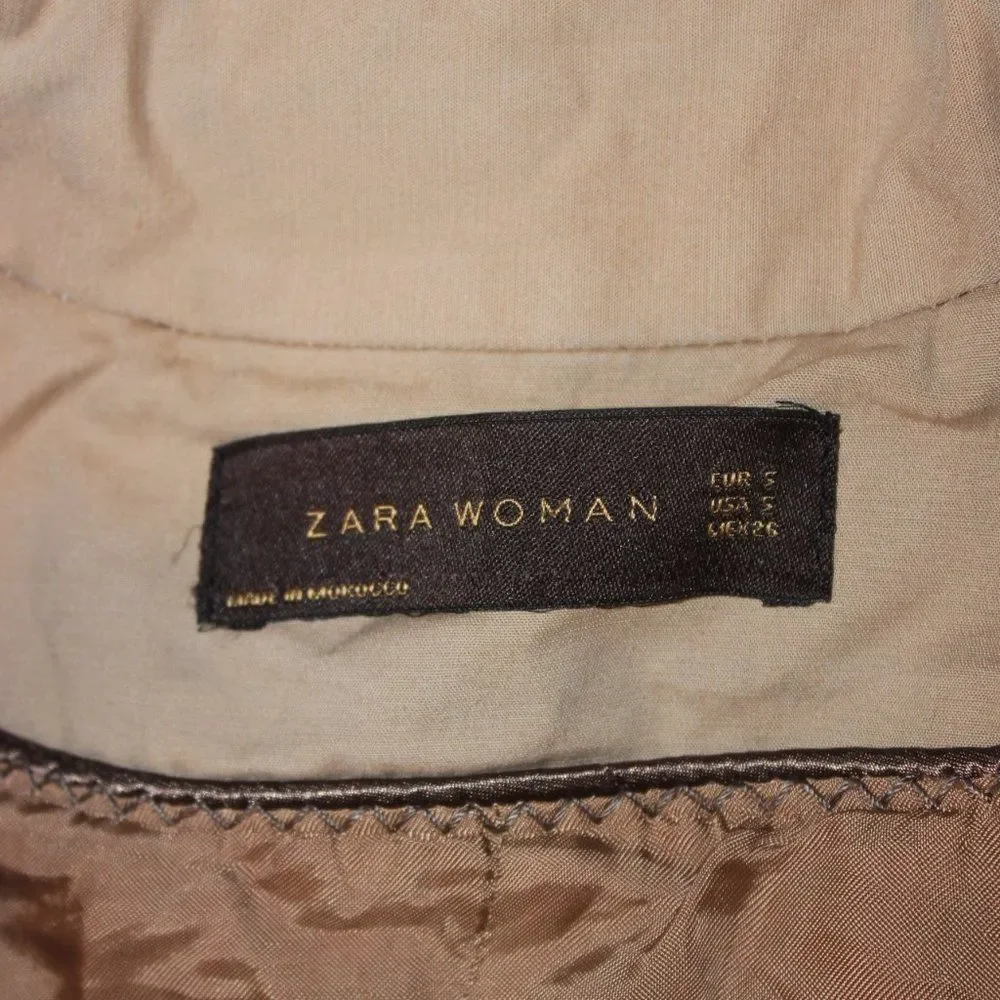 Zara Tan Collared Casual Trench Coat Women Size S